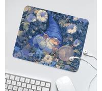 LUYYSKY Cute Abstract Cartoon Gnome Waterproof Base Mouse Pad Beautiful Realistic Spring Botanical Plant Flowers Clock Print Desk Accessories Decor Lightweight Mouse Pad-30 x 25 CM