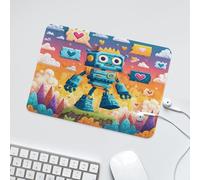LUYYSKY Cute Abstract Japanese Robot Waterproof Base Mouse Pad Modern Anime Robot City Street Heart Pattern Desk Accessories Decor Lightweight Mouse Pad-24 x 20 CM