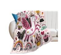 LUYYSKY Cute Beautiful Anime Unicorn Flannel Blanket Bedding Sofa Decor Modern Rainbow Cartoon Mythical Animal Unicorn Cupcake Soft Warm Throw Blanket, 150x200 cm