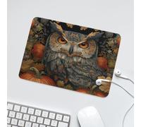 LUYYSKY Cute Beautiful Elegant Owl Waterproof Base Mouse Pad Classic Mid Century Thanksgiving Animal Owl Maple Leaves Pumpkin Desk Accessories Decor Lightweight Mouse Pad-24 x 20 CM