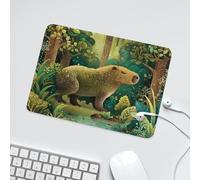 LUYYSKY Cute Beautiful Kawaii Capybara Waterproof Base Mouse Pad Colorful Cartoon Jungle Forest Wildlife Capybara Plants Leaves Desk Accessories Decor Lightweight Mouse Pad-24 x 20 CM