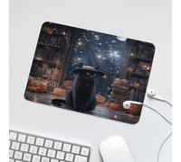LUYYSKY Cute Beautiful Mythical Cat Non-Slip Rubber Mouse Pad Classic Cartoon Halloween Starry Sky Animals Black Cat Plants Pumpkin Mouse Pads for Computers Laptop Mouse-24 x 20 CM