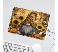 LUYYSKY Cute Cartoon Anime Gnome Non-Slip Rubber Mouse Pad Classic Vintage Autumn Thanksgiving Botanical Plant Sunflowers Pumpkin Mouse Pads for Computers Laptop Mouse-24 x 20 CM