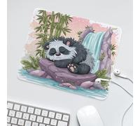 LUYYSKY Cute Cartoon Asian Panda Non-Slip Rubber Mouse Pad Modern Classic Waterfall Plant Bamboo Green Leaves Animal Panda Mouse Pads for Computers Laptop Mouse-30 x 25 CM