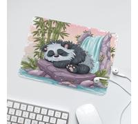 LUYYSKY Cute Cartoon Asian Panda Non-Slip Rubber Mouse Pad Modern Classic Waterfall Plant Bamboo Green Leaves Animal Panda Mouse Pads for Computers Laptop Mouse-24 x 20 CM