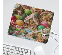 LUYYSKY Cute Cartoon Gingerbread House Waterproof Base Mouse Pad Classic Winter Christmas Snowflake Pine Tree Candy Pattern Desk Accessories Decor Lightweight Mouse Pad-30 x 25 CM