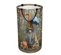 LUYYSKY Cute Cartoon Gnomes Versatile Storage Laundry Basket, Rustic Realistic Autumn Pumpkin Sunflowers Maple Leaf Dwarf Large Capacity Bathroom Hamper With Handle
