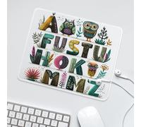 LUYYSKY Cute Colorful Alphabet Letters Non-Slip Rubber Mouse Pad Beautiful Abstract Pine Forest Animals Owls Alphabet ABC Mouse Pads for Computers Laptop Mouse-30 x 25 CM