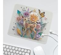LUYYSKY Cute Fantasy Bohemian Realistic Deer Non-Slip Rubber Mouse Pad Colorful Classic Animal Elk Butterfly Plant Flowers Pattern Mouse Pads for Computers Laptop Mouse-30 x 25 CM