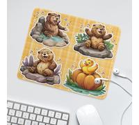 LUYYSKY Cute Funny Brown Bear Non-Slip Rubber Mouse Pad Modern Cartoon Patchwork South American Animals Bear Duck Lion Mouse Pads for Computers Laptop Mouse-30 x 25 CM