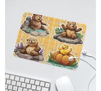 LUYYSKY Cute Funny Brown Bear Waterproof Base Mouse Pad Modern Cartoon Patchwork South American Animals Bear Duck Lion Desk Accessories Decor Lightweight Mouse Pad-24 x 20 CM