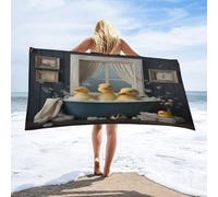 LUYYSKY Cute Funny Pet Duckling Quick-Drying Beach Towel, Rustic Modern Bathroom Art Animal Ducks Pattern Travel Vacation Single Sided Pile Bathroom Towels