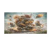 LUYYSKY Cute Funny Squirrel Absorbent Beach Towel, Vintage Rustic Ethnic American Soldier War Theme Wildlife Outdoor Single-Sided Velvet Beach Towel
