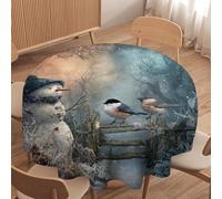 LUYYSKY Cute Natural Black&White Panda Waterproof Round Tablecloth Modern Cartoon Plant Bamboo Forest Green Leaves Animal Asian Panda Washable Table Cover for Kitchen-70 Wx70 L