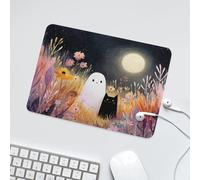 LUYYSKY Cute Vintage Anime Ghost Non-Slip Rubber Mouse Pad Japanese Halloween Full Moon Night Animal Black Cat Ghost Mouse Pads for Computers Laptop Mouse-24 x 20 CM