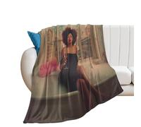 LUYYSKY Elegant Abstract Black Women Flannel Blanket Bedding Sofa Decor Modern Aesthetic Bathroom Art American African Women Soft Warm Throw Blanket, 100x130 cm