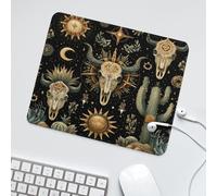LUYYSKY Exotic Bohemian Cow Skull Waterproof Base Mouse Pad Classic Fantasy Aztec Western Cow Skull Skeleton Tropical Plant Cactus Desk Accessories Decor Lightweight Mouse Pad-30 x 25 CM