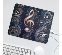 LUYYSKY Fantastic Retro Music Note Waterproof Base Mouse Pad Beautiful Elegant Musical Theme Note Botanical Leaves Desk Accessories Decor Lightweight Mouse Pad-30 x 25 CM