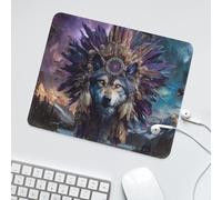 LUYYSKY Fantasy Abstract Animals Wolf Non-Slip Rubber Mouse Pad Colorful Natural Native Americans Tribal Dreamcatcher Mouse Pads for Computers Laptop Mouse-30 x 25 CM