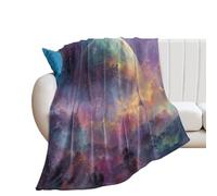 LUYYSKY Fantasy Abstract Nebula Flannel Blanket Bedding Sofa Decor Cool Painting Art Starry Sky Constellation Galaxy Planet Soft Warm Throw Blanket, 100x130 cm