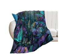 LUYYSKY Fantasy Beautiful Spring Garden Flannel Blanket Bedding Sofa Decor Classic Retro Natural Full Moon Animal Butterflies Pattern Soft Warm Throw Blanket, 100x130 cm