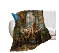 LUYYSKY Fantasy Classic Cool Octopus Flannel Blanket Bedding Sofa Decor Colorful Funny Bathroom Art Tropical Plants Ocean Animals Octopus Soft Warm Throw Blanket, 76x100 cm
