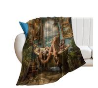 LUYYSKY Fantasy Classic Cool Octopus Flannel Blanket Bedding Sofa Decor Colorful Funny Bathroom Art Tropical Plants Ocean Animals Octopus Soft Warm Throw Blanket, 130x150 cm