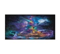 LUYYSKY Fantasy Colorful Eiffel Tower Quick-Drying Beach Towel, Oil Painting Beautiful Galaxy Full Moon France Paris Tower Travel Vacation Single Sided Pile Bathroom Towels