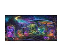 LUYYSKY Fantasy Colorful Mushrooms Quick-Drying Beach Towel, Magic Cool Aurora Fairy Tale Forest Night Floral Mushroom Travel Vacation Single Sided Pile Bathroom Towels