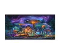 LUYYSKY Fantasy Cool Mushrooms Quick-Drying Beach Towel, Colorful Magic Aurora Fairy Tale Forest Night Floral Mushroom Travel Vacation Single Sided Pile Bathroom Towels