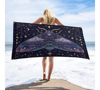 LUYYSKY Fantasy Exotic Animal Butterfly Absorbent Beach Towel, Classic Painting Art Moon Phase Boho Butterfly Print Outdoor Single-Sided Velvet Beach Towel-80 W cm x 160" L cm