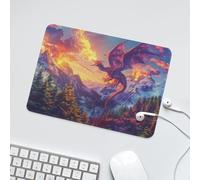 LUYYSKY Fantasy Magic Animal Dragon Waterproof Base Mouse Pad Abstract Watercolor Sunset Forest Fire Dragon Desk Accessories Decor Lightweight Mouse Pad-24 x 20 CM