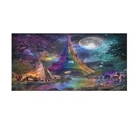 LUYYSKY Fantasy Oil Painting Eiffel Tower Quick-Drying Beach Towel, Colorful Beautiful Galaxy Full Moon France Paris Tower Travel Vacation Single Sided Pile Bathroom Towels