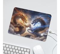 LUYYSKY Fantasy Oil Painting Yin Yang Dragon Non-Slip Rubber Mouse Pad Modern Ice Fire Ancient Japanese Wildlife Dragon Mouse Pads for Computers Laptop Mouse-24 x 20 CM