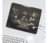 LUYYSKY Fantasy Retro Cool Cat Non-Slip Rubber Mouse Pad Colorful Rustic Natural Poker Casino Theme Wooden Texture Mouse Pads for Computers Laptop Mouse-30 x 25 CM