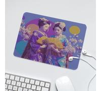LUYYSKY Fantasy Vintage Japanese Geisha Waterproof Base Mouse Pad Classic Abstract Spring Plant Cherry Blossom Tree Asian Girl Desk Accessories Decor Lightweight Mouse Pad-24 x 20 CM