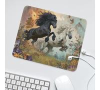 LUYYSKY Fantasy Watercolor Animals Horse Waterproof Base Mouse Pad Romantic Abstract African Savannah Black White Horse Desk Accessories Decor Lightweight Mouse Pad-30 x 25 CM