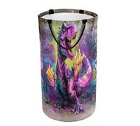 LUYYSKY Fantasy Watercolor Dinosaurs Collapsible Dirty Clothes Basket, Colorful Abstract French Fries Ink Graffiti Dinosaur Portable Clothes Storage Basket