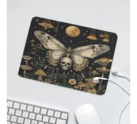 LUYYSKY Fantasy Watercolor Skeleton Butterfly Non-Slip Rubber Mouse Pad Rustic Gothic Full Moon Enchanted Forest Mushroom Mouse Pads for Computers Laptop Mouse-24 x 20 CM