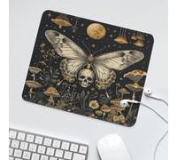 LUYYSKY Fantasy Watercolor Skeleton Butterfly Waterproof Base Mouse Pad Rustic Gothic Full Moon Enchanted Forest Mushroom Desk Accessories Decor Lightweight Mouse Pad-30 x 25 CM