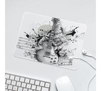 LUYYSKY Funny Abstract Musical Notes Non-Slip Rubber Mouse Pad Classic Realistic Rock Music Theme Black&White Guitar Mouse Pads for Computers Laptop Mouse-24 x 20 CM