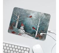 LUYYSKY Funny Anime Cute Snowflake Non-Slip Rubber Mouse Pad Modern Classic Christmas Forest Animal Birds Plants Trees Snowflake Mouse Pads for Computers Laptop Mouse-24 x 20 CM