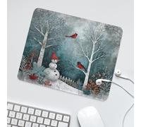 LUYYSKY Funny Anime Cute Snowflake Waterproof Base Mouse Pad Modern Classic Christmas Forest Animal Birds Plants Trees Snowflake Desk Accessories Decor Lightweight Mouse Pad-30 x 25 CM