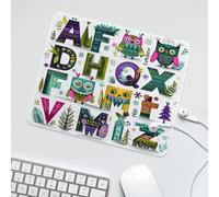 LUYYSKY Funny Cartoon Alphabet ABC Non-Slip Rubber Mouse Pad Colorful Cute Pine Forest Animals Owls Alphabet Letters Mouse Pads for Computers Laptop Mouse-30 x 25 CM