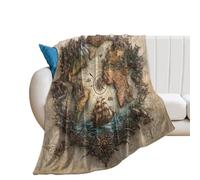LUYYSKY Funny Classic Nautical Old Map Lightweight Flannel Blanket Beautiful Antique Map Illustration Ocean Sailboat Compass Cozy Soft Throw Blanket, 130x150 cm