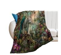 LUYYSKY Funny Classic Tropical Zebra Lightweight Flannel Blanket Beautiful Abstract Rainforest Animals Parrot Cheetah Flamingo Palm Le Cozy Soft Throw Blanket, 100x130 cm