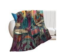 LUYYSKY Funny Cool Wildlife Bear Gorilla Flannel Blanket Bedding Sofa Decor Classic Oil Painting Concert Animal Rock Band Print Soft Warm Throw Blanket, 150x200 cm
