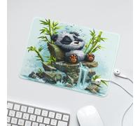 LUYYSKY Funny Japanese Asian Panda Non-Slip Rubber Mouse Pad Colorful Classic Waterfall Plant Bamboo Green Leaves Animal Panda Mouse Pads for Computers Laptop Mouse-24 x 20 CM
