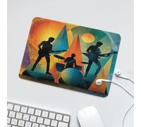 LUYYSKY Funny Modern Music Band Theme Waterproof Base Mouse Pad Abstract Geometric Instruments Guitar Drum Kit Print Desk Accessories Decor Lightweight Mouse Pad-24 x 20 CM