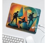 LUYYSKY Funny Modern Music Band Theme Waterproof Base Mouse Pad Abstract Geometric Instruments Guitar Drum Kit Print Desk Accessories Decor Lightweight Mouse Pad-30 x 25 CM